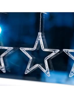 Гирлянда «Бахрома» 2.4×0.9 м с насадками «Звёзды», IP20, прозрачная нить, 138 LED, свечение синее, 8 режимов, 220 В