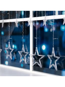 Гирлянда «Бахрома» 2.4×0.9 м с насадками «Звёзды», IP20, прозрачная нить, 138 LED, свечение белое, 8 режимов, 220 В