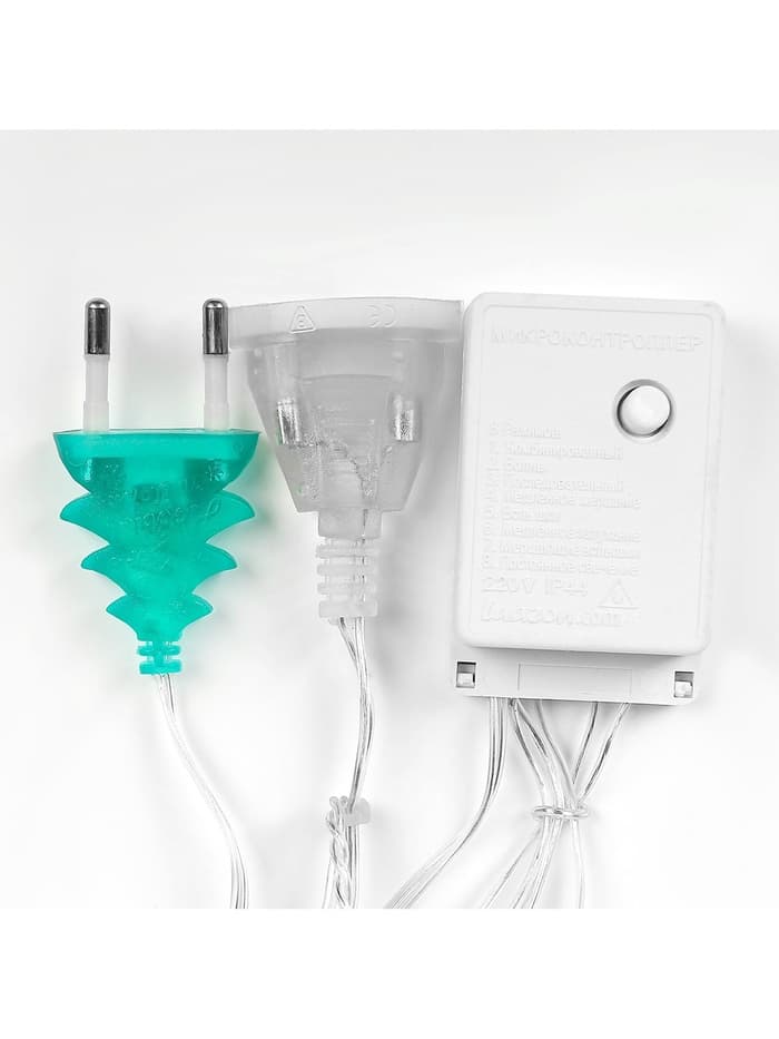 Гирлянда «Бахрома» 2.4×0.9 м с насадками «Звёзды», IP20, прозрачная нить, 138 LED, свечение белое, 8 режимов, 220 В