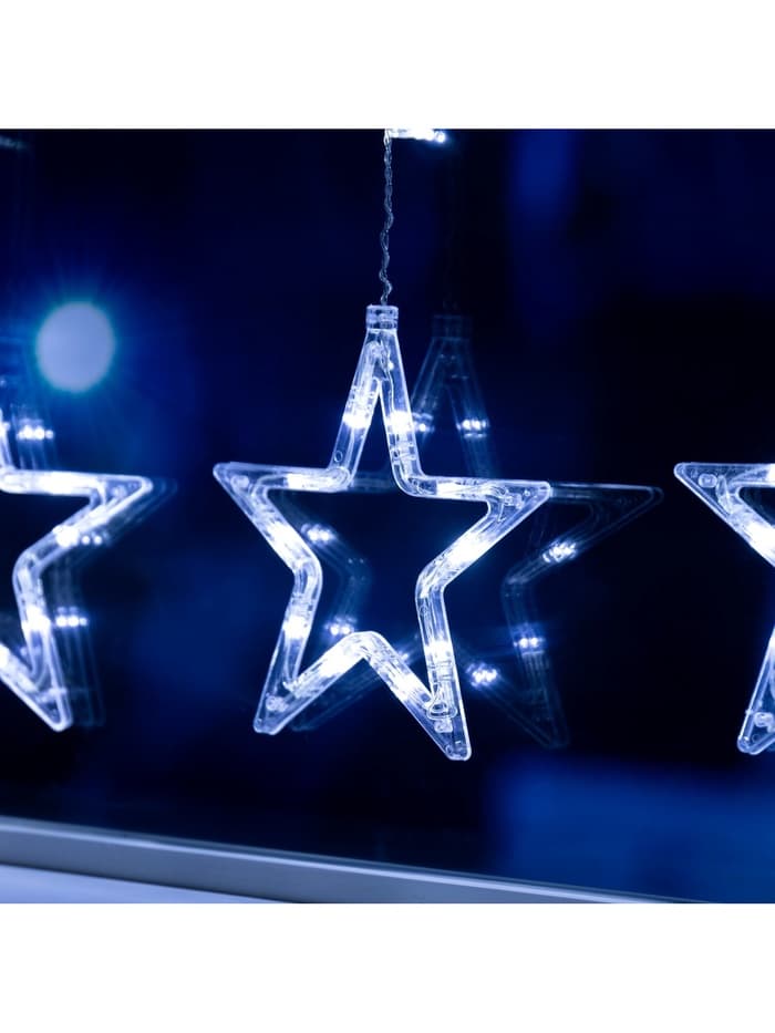 Гирлянда «Бахрома» 2.4×0.9 м с насадками «Звёзды», IP20, прозрачная нить, 138 LED, свечение белое, 8 режимов, 220 В