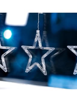 Гирлянда «Бахрома» 2.4×0.9 м с насадками «Звёзды», IP20, прозрачная нить, 138 LED, свечение белое, 8 режимов, 220 В
