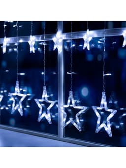 Гирлянда «Бахрома» 2.4×0.9 м с насадками «Звёзды», IP20, прозрачная нить, 138 LED, свечение белое, 8 режимов, 220 В