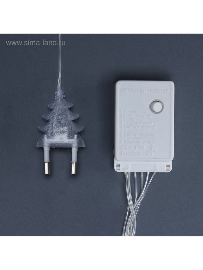 Гирлянда «Бахрома» 2.4×0.9 м с насадками «Звёзды», IP20, прозрачная нить, 138 LED, свечение тёплое белое, 8 режимов, 220 В