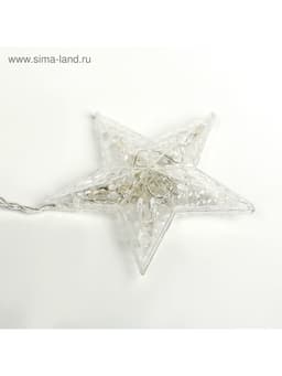 Гирлянда «Бахрома» 2.4×0.9 м с насадками «Звёзды», IP20, прозрачная нить, 138 LED, свечение тёплое белое, 8 режимов, 220 В