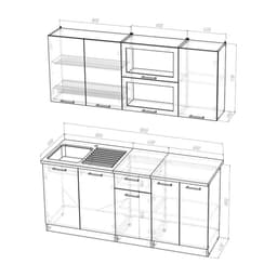 Кухонный гарнитур «Алина макси», 1800×1570 мм, цвет белый/пайн белый