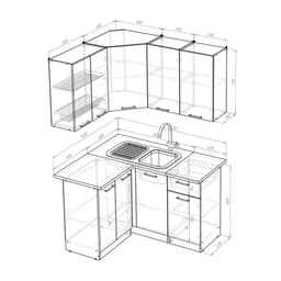 Кухонный гарнитур угловой «Алина прайм», 1200×1400 мм, цвет белый/сахара