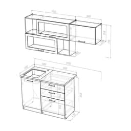 Кухонный гарнитур «Алина экстра», 1700×1570 мм, цвет белый/пайн белый
