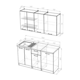 Кухонный гарнитур «Арина нормал», 1500×1570 мм, цвет белый/пайн экзотик