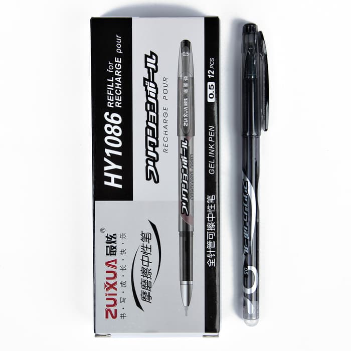 Стираемая ручка, гелевая, чёрный стержень, узел 0.5 мм