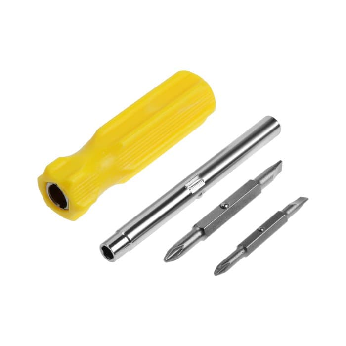 Отвертка комбинированная ТУНДРА, 4 в 1, пластиковая рукоятка, PH1/SL4 PH2/SL5×75 мм МИКС