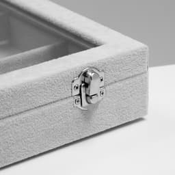 Шкатулка для украшений 12 ячеек, 35×24×4.5, стеклянная крышка, серая