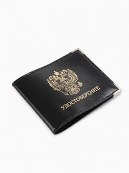 Обложка на удостоверение с окошком, натуральная кожа, чёрная