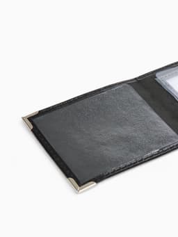 Обложка на удостоверение с окошком, натуральная кожа, чёрная