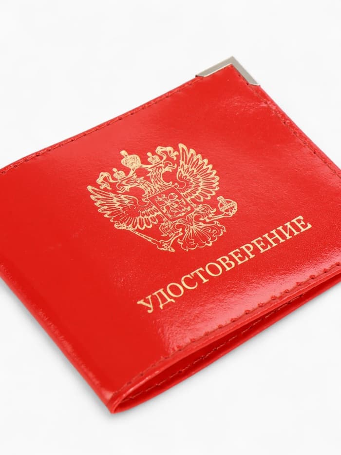 Обложка на удостоверение с окошком, красная