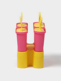 Форма для мороженого Доляна «Симпл», 4 ячейки, пластик, розовая, жёлтая