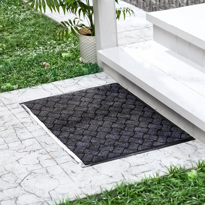 Коврик придверный влаговпитывающий «Крафт», 80×120 см, серый