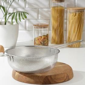 Дуршлаг Доляна «Марко», d=25 см, 43.5×25×9 см, длинная ручка, нержавеющая сталь, хромированный