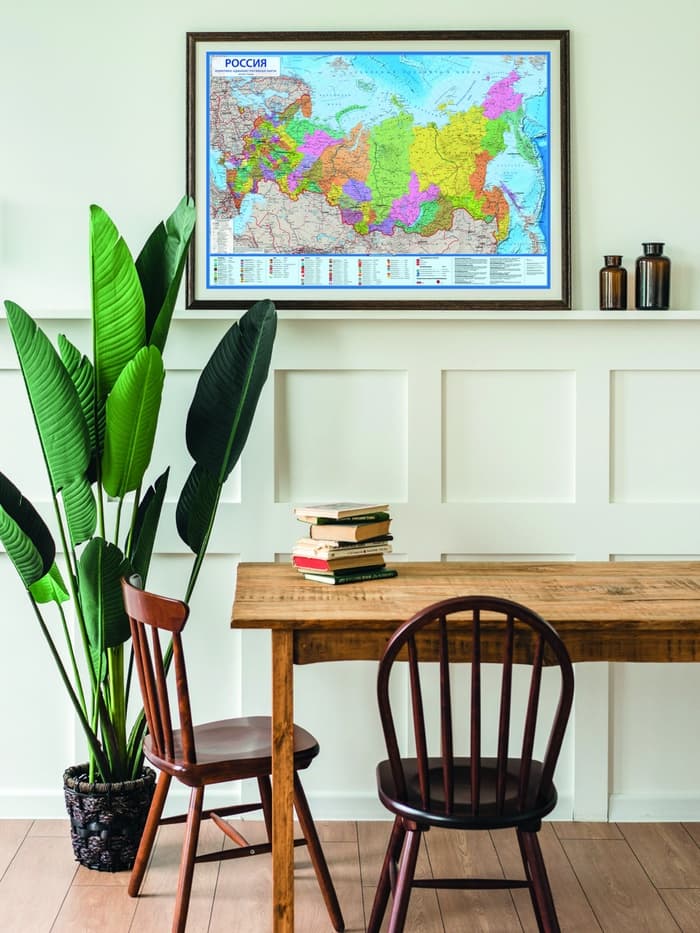 Карта России политико-административная, 101×70 см, 1:8.5 млн, интерактивная, ламинированная