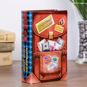 Шкатулка книга - сейф «Денег много не бывает», дерево и искусственная кожа, с замком, 17×11×5 см