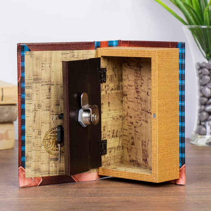 Шкатулка книга - сейф «Денег много не бывает», дерево и искусственная кожа, с замком, 17×11×5 см