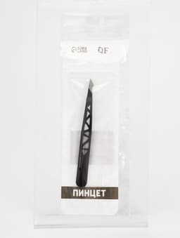Пинцет «Геометрия», скошенный, заострённый, 9.5 см, чёрный