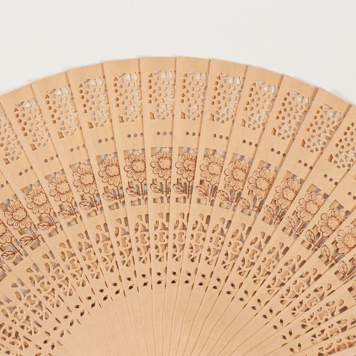 Веер складной «Цветочки», дерево, h=20.5 см