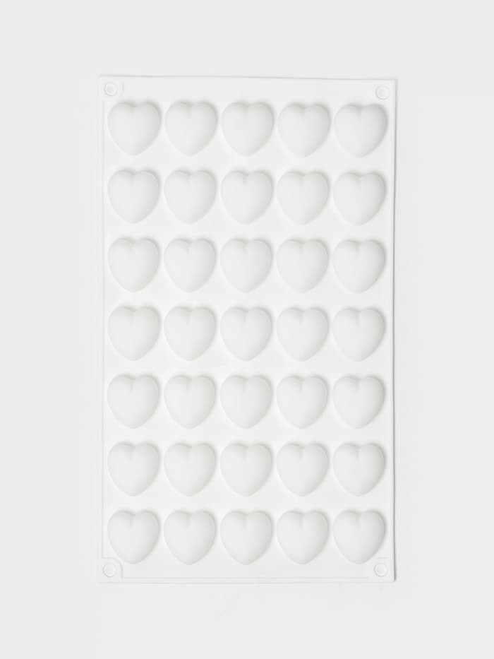 Форма для муссовых десертов и шоколада KONFINETTA «Сердца», силикон, 29.7×17.3×1.5 см, 35 ячеек (2.7×2.5 см), белая