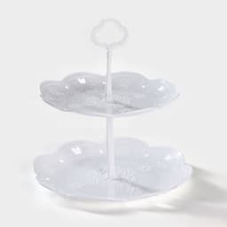 Этажерка для фруктов и десертов «Вивьен», 2 ярусная, пластик, круглая, d=22 см, d=26 см, белая