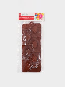 Форма для леденцов Доляна «Поцелуй», силикон, 24×9.4×1.5 см, 6 ячеек (4×2.4 см), с палочками, коричневая