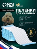 Впитывающие пелёнки для животных «ПИЖОН», 60×40 см, набор 5 шт., целлюлоза