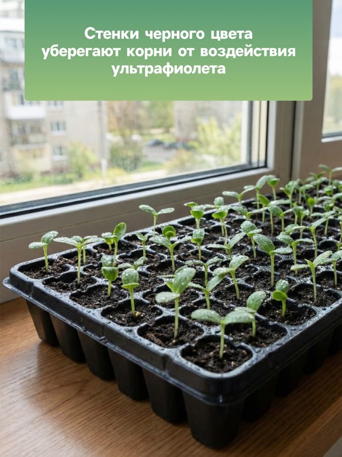 Кассета для рассады Greengo на 105 ячеек, по 20 мл, из пластика, чёрная, 55×29.5×3 см
