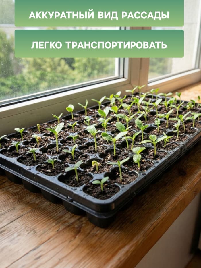 Кассета для рассады Greengo на 105 ячеек, по 20 мл, из пластика, чёрная, 55×29.5×3 см