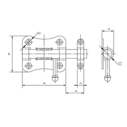 Задвижка дверная ЗД 007, 50 мм, черная
