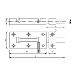 Задвижка дверная, 80 мм по основанию, оцинкованная