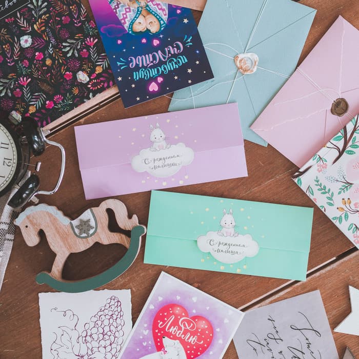 Конверт для денег «С рождением малыша» фигурный, 17.5 х 8 см