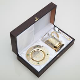 Подарочный набор чайный «ГЕРБ РФ», подстаканник, блюдце, ложка