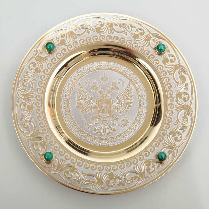 Подарочный набор чайный «ГЕРБ РФ», подстаканник, блюдце, ложка