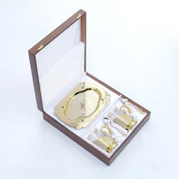 Подарочный набор чайный «ГЕРБ РФ», 2 подстаканника, 1 блюдо, 2 ложки