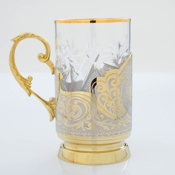 Подарочный набор чайный «ГЕРБ РФ», 2 подстаканника, 1 блюдо, 2 ложки