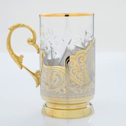 Подарочный набор чайный «ГЕРБ РФ», 2 подстаканника, 1 блюдо, 2 ложки