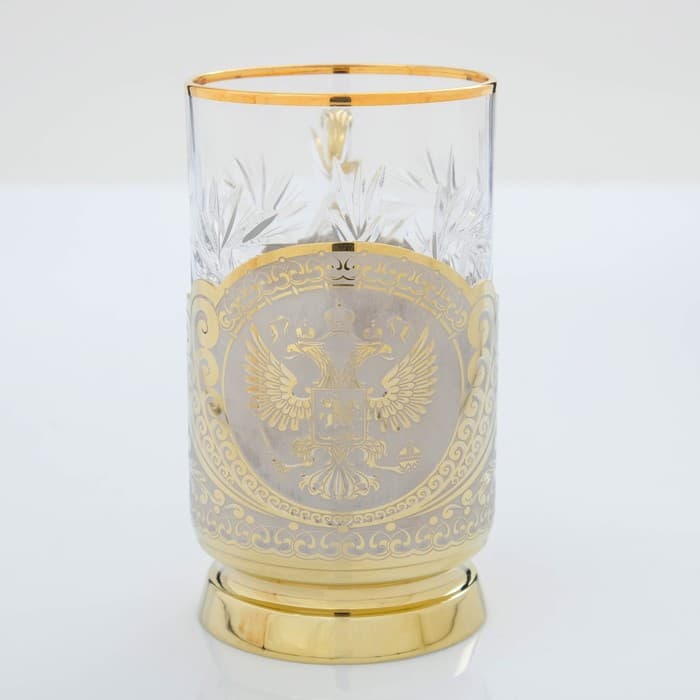 Подарочный набор чайный «ГЕРБ РФ», 2 подстаканника, 1 блюдо, 2 ложки