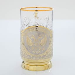 Подарочный набор чайный «ГЕРБ РФ», 2 подстаканника, 1 блюдо, 2 ложки