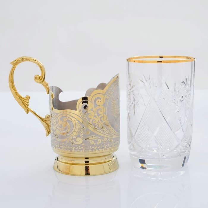 Подарочный набор чайный «ГЕРБ РФ», 2 подстаканника, 1 блюдо, 2 ложки