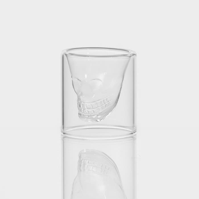 Стопка-шот с двойными стенками «Череп», 35 мл, 4.5×5.2 см, стекло, прозрачный