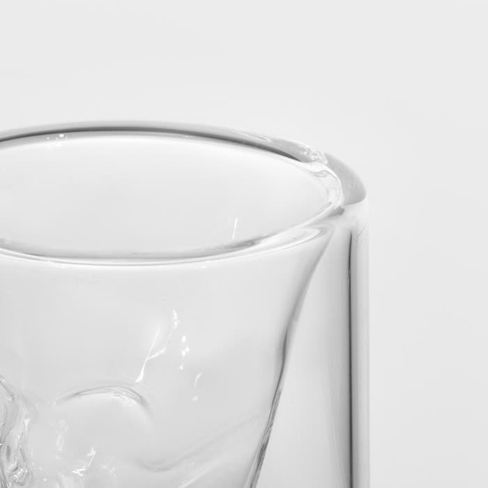 Стопка-шот с двойными стенками «Череп», 35 мл, 4.5×5.2 см, стекло, прозрачный