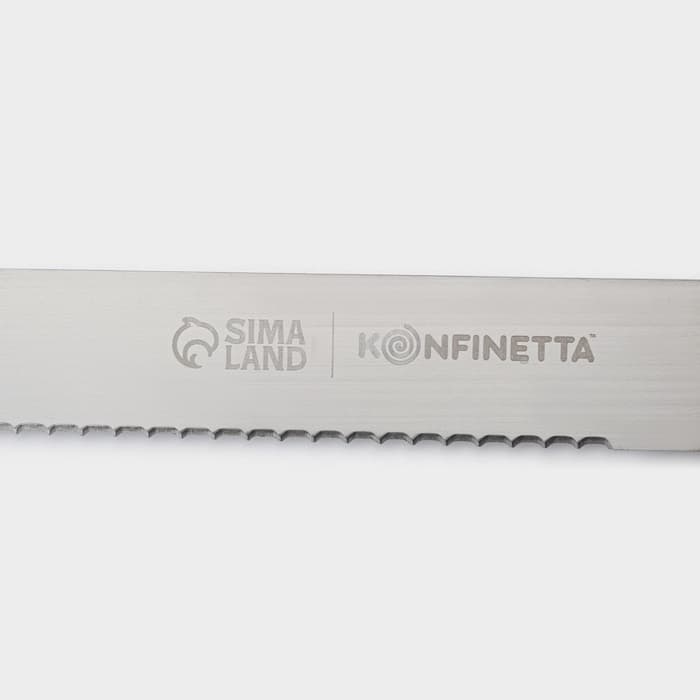 Нож для бисквита крупные зубцы KONFINETTA, длина лезвия 35 см, деревянная ручка