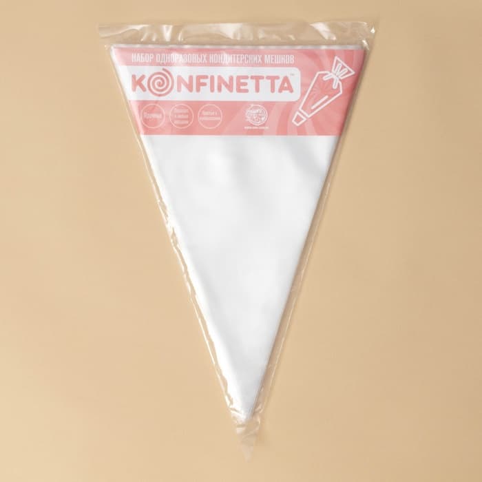 Кондитерские мешки KONFINETTA, 55 мкм, 30×20 см, 50 шт., прозрачные