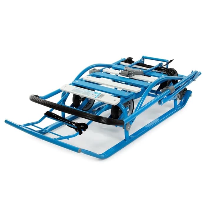 Санки детские складные Nikki 3, с колёсами, с ручкой, цвет синий