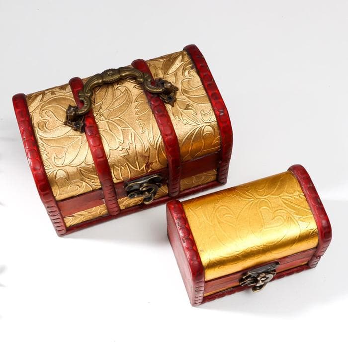 Набор шкатулок для украшений «Сундучок. Золотые цветы», дерево, 2 шт.