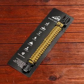 Браслет для выживания 3 в1 (паракорд 2 м, свисток, огниво), 25.5×2.5 см, 3 м